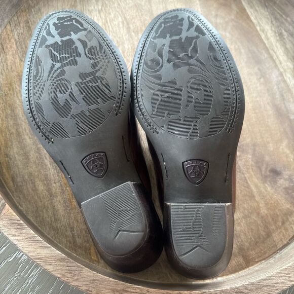 Ariat Brown Leather Women's Mules Silver Studs Western Booties Boho Size 6.5 GUC - Picture 8 of 12